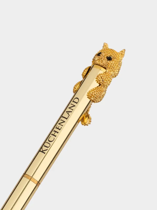 Шарикті қалам, 14 см, пішінмен, алтын, Мысық, Draw, image-2