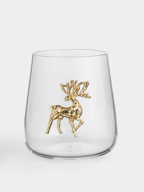 Стақан, 12 см, 540 мл, 2 дана, шыны/металл, Кристалдары бар бұғы, Verset, image-3