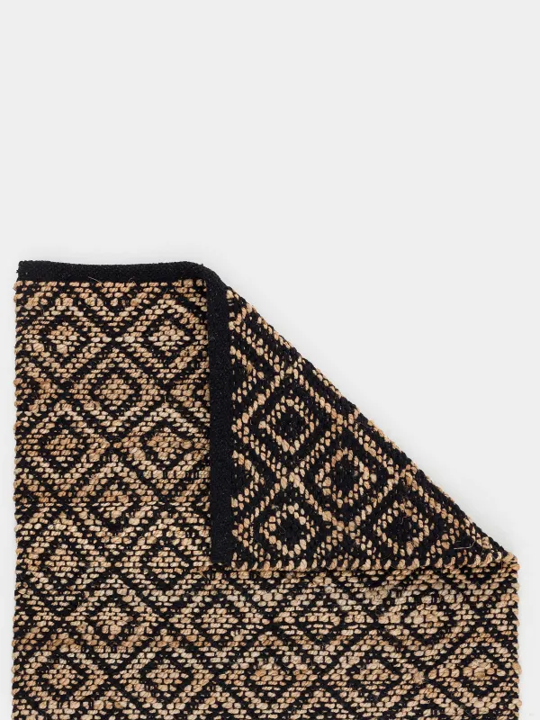 Кілем, 60х100 см, джут / мақта, құм / қара, Гауһар, Jute, image-1