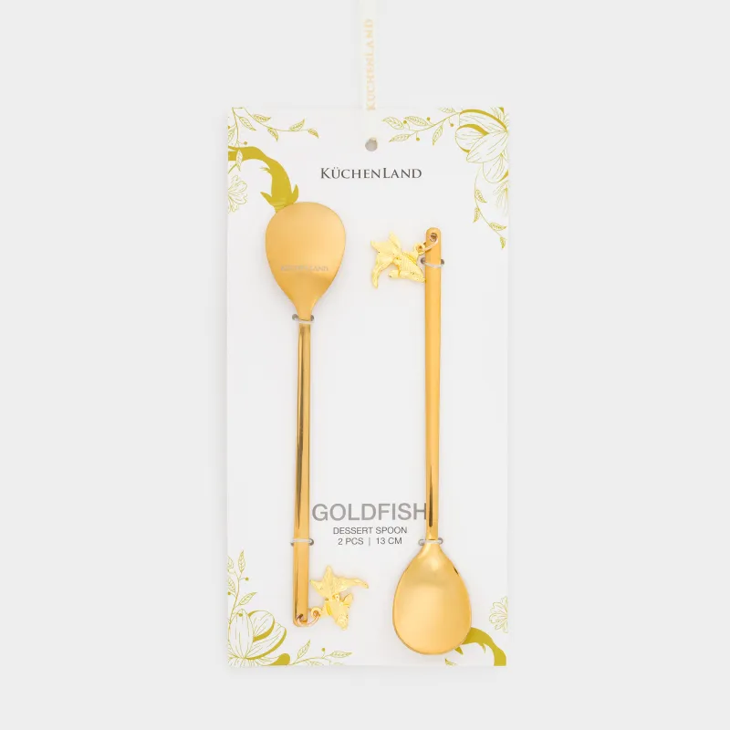 Ложка десертная, 13 см, 2 шт, сталь, золотистая, Рыбка, Goldfish, image-3