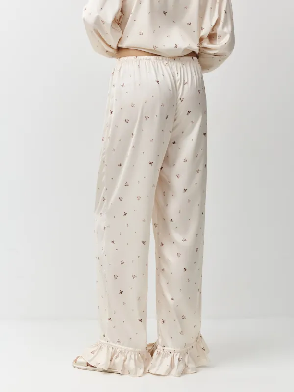 Әйелдер шалбары, үйге арналған, өлшемі S, полиэстер К, сүт түстес, Гүлдер, Roldia, image-3