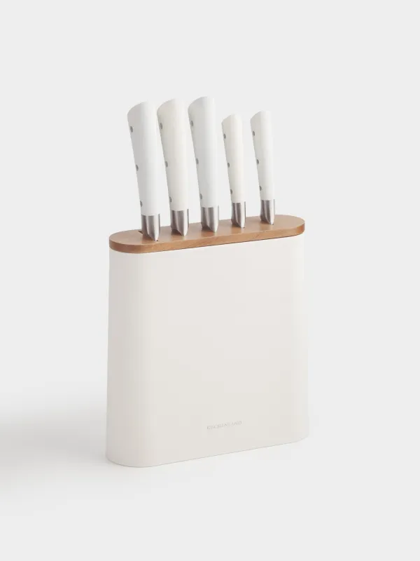 Пышақтар жинағы, 5 зат, тұғырда, болат/пластик, сүт түстес, Clarent, image-0