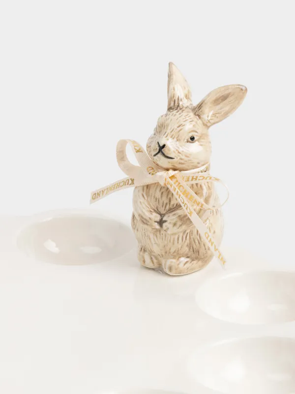 Пасха ыдысы, 21х20х9 см, 8 бөлім, фарфор P, ақ және сарғылт-қоңыр, Қоян, Easter, image-2