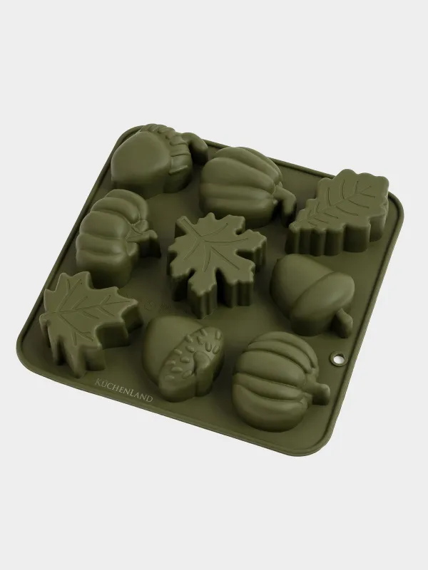 Кекстерді пісіруге арналған қалып, 17х17 см, 9 бөлім, силикон, сарғылт-қоңыр, Күзгі мотивтер, Bakery, image-4