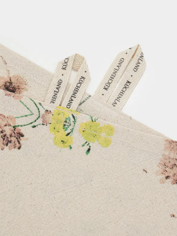 Асүйлік сүлгі, 40х60 см, 2 дана, мақта, сүт/сарғылт-қоңыр, Қоян және гүлдер, Rabbit in flowers, image-3