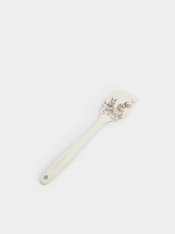 Лопатка-шпатель, 27 см, силикон, молочная, Кролики в цветах, Flora Easter, image-1