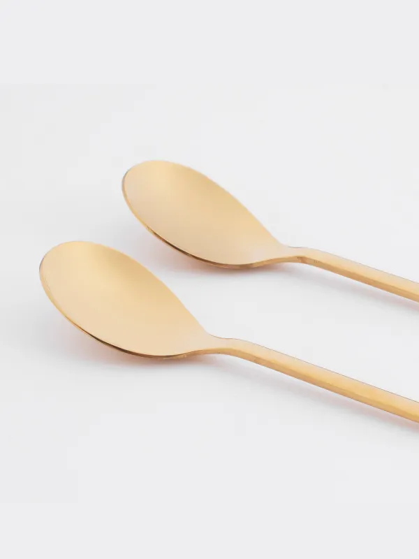 Десерт қасық, 14 см, 2 дана, болат, алтын, гүл, Bloome, image-2