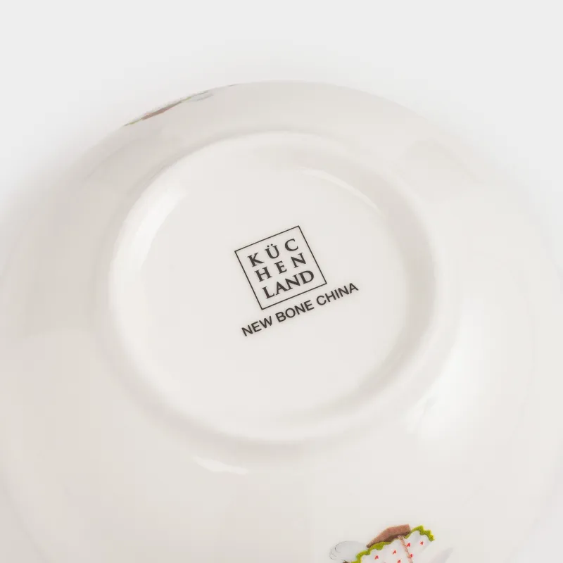 Балаларға арналған сорпа тәрелкесі, 13х6 см, фарфор N, ақ, Әткеншектегі қоян, Ideas life, image-3