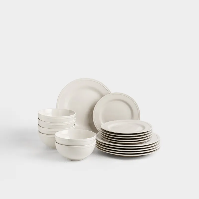 Сервиз обеденный, 6 перс, 18 пр, керамика K, молочный, Классика, Ceramo classic