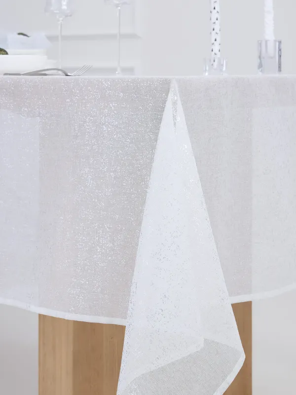 Дастархан, 170х250 см, полиэстер, ақ, Күміс шашыраулар, Heaven silver, image-3