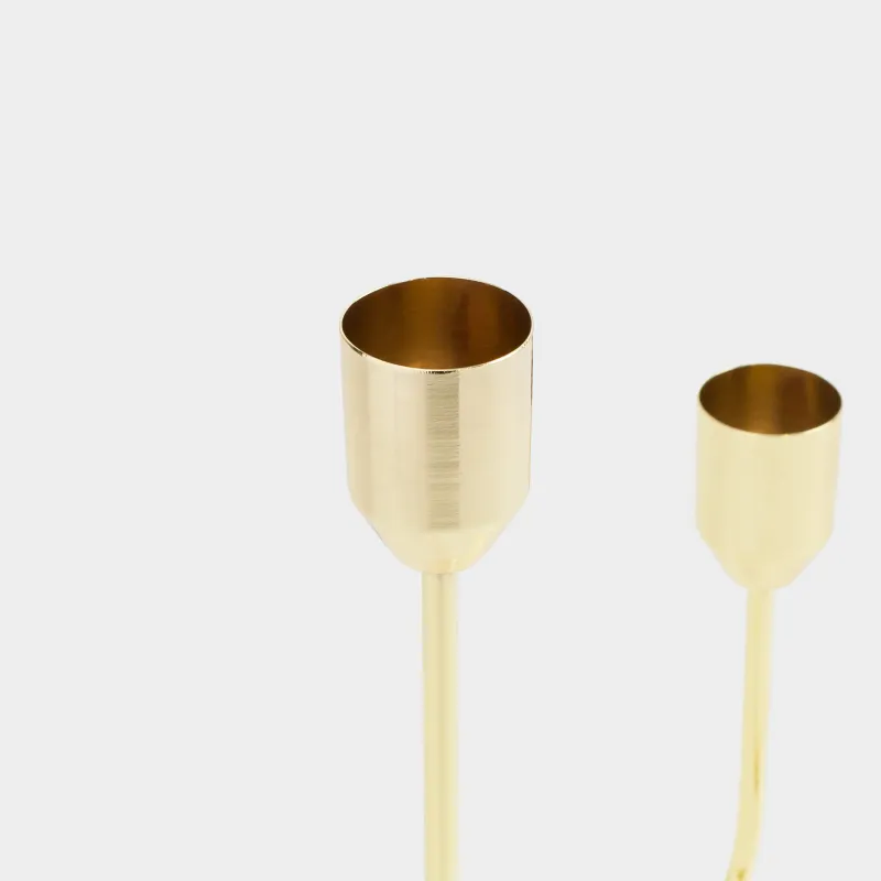 Шам ұстағыш, 22 см, 2 жіңішке шамға арналған, болат, алтын, Twist gold, image-2