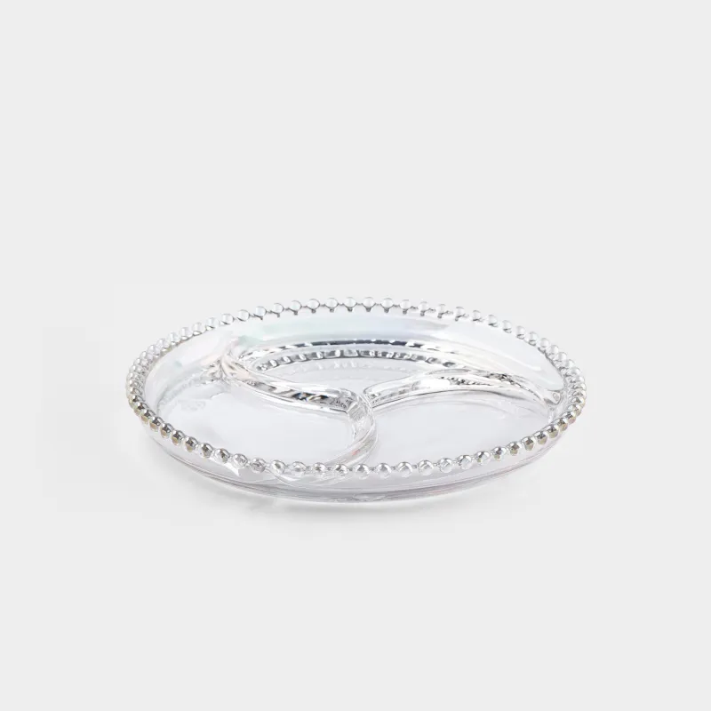 Менажница, 23 см, 3 отд, стекло, круглая, перламутр, Moon