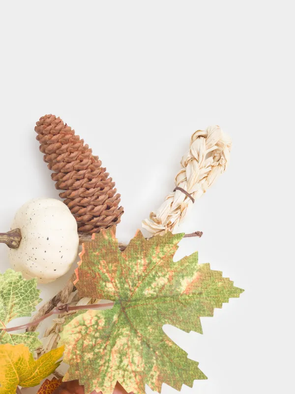 Ветка-гирлянда декоративная, 60 см, пенопласт/полиэстер, Тыквы с шишками, Autumn fusion, image-4