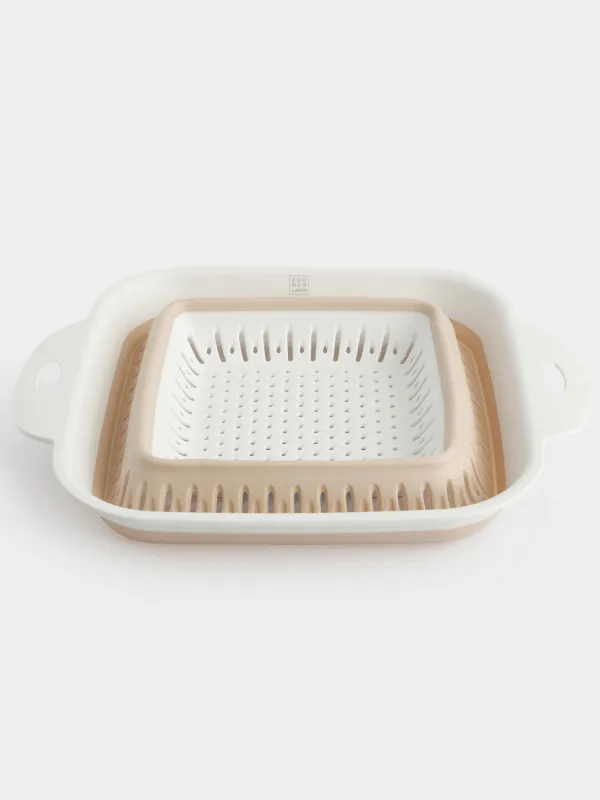 Дуршлаг, 22х22 см, жиналмалы, пластик/резеңке, шаршы, сарғылт-қоңыр, Foldaway, image-4