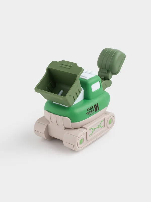 Игрушка, 14х10 см, инерционная, пластик, зеленая, Экскаватор, Traffic, image-4