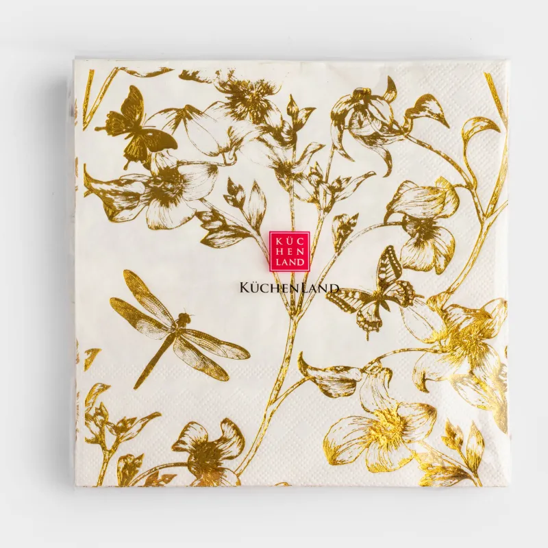 Қағаз майлықтар, 33х33 см, 20 дана, шаршы, ақ, Гүлдер, Flower garden, image-3