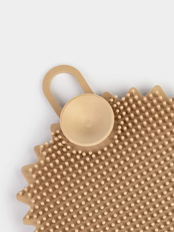 Губка для мытья посуды, 14х9 см, силикон, бежевая, Ежик, Manny, image-3