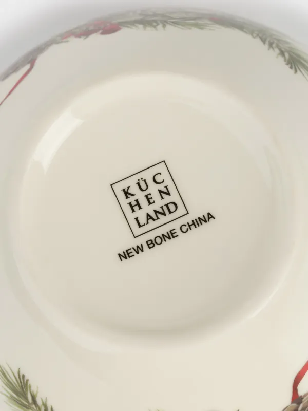 Кесе, 14х8 см, фарфор N, ақ, дақты, Шырша бүршіктері мен шетен, Rowan delice, image-3