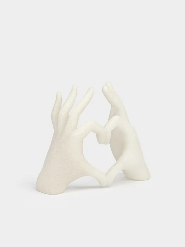 Мүсінше, 20х17 см, полирезин, сүт түстес, Жүрек қимылы, Hand, image-1