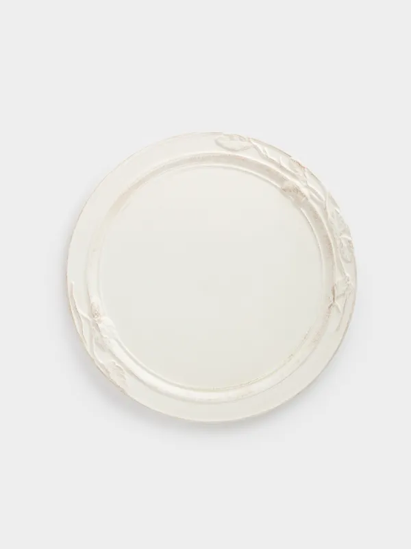 Ыдыс, 26 см, керамика, ақ, Жапырақтары бар бұтақтар, Antique, image-0