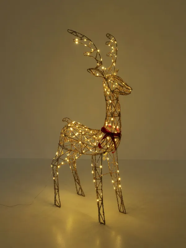 Мүсінше, жарықтандырылған, 50х125 см, металл, алтын, Бұғы, Deer sparks, image-5