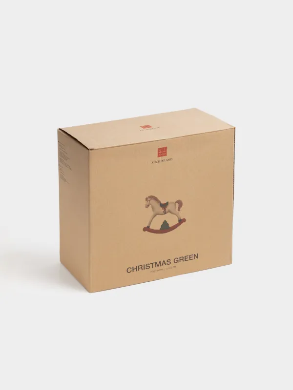 Жеміс вазасы, 27х12 см, аяқты, керамика, Жылқы, Сhristmas green, image-6