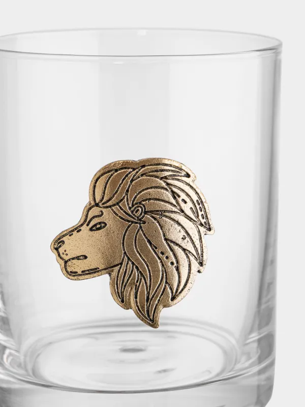 Виски стақаны, 10 см, 340 мл, шыны/металл, алтын түстес, Арыстан, Zodiac, image-1