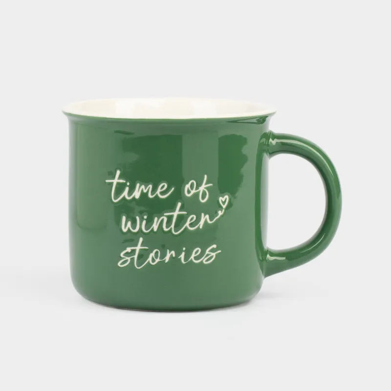 Кружка, 370 мл, фарфор N, зеленая, Time of winter stories, Mug title