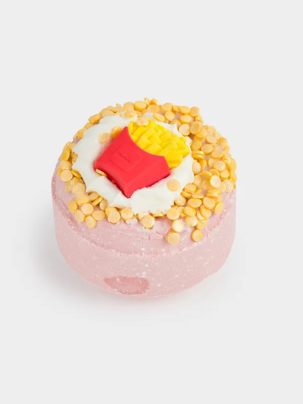 Бомбочка для ванны, 130 гр, с игрушкой, персиковая, Тутти-фрутти, Картофель фри, Food spa, image-1