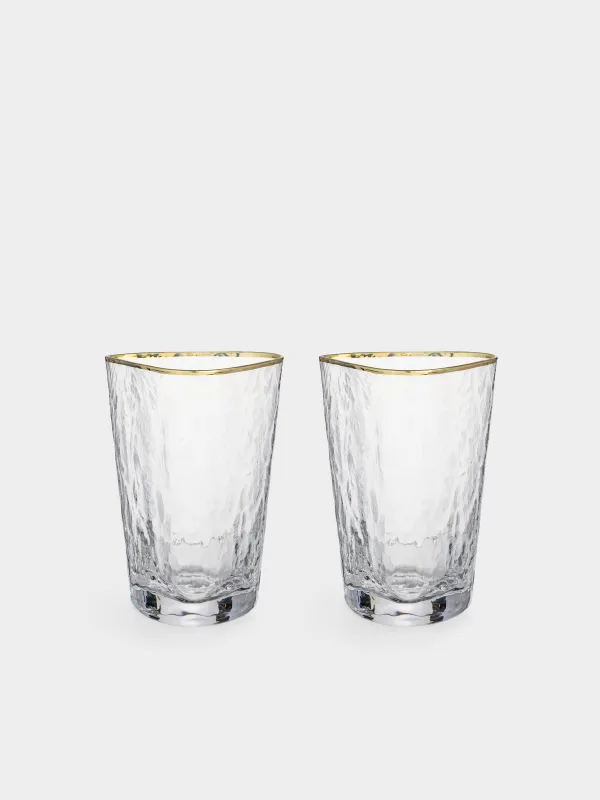 Стақан, 13 см, 400 мл, 2 дана, шыны, алтын жиегі бар, Triangle Gold, image-0