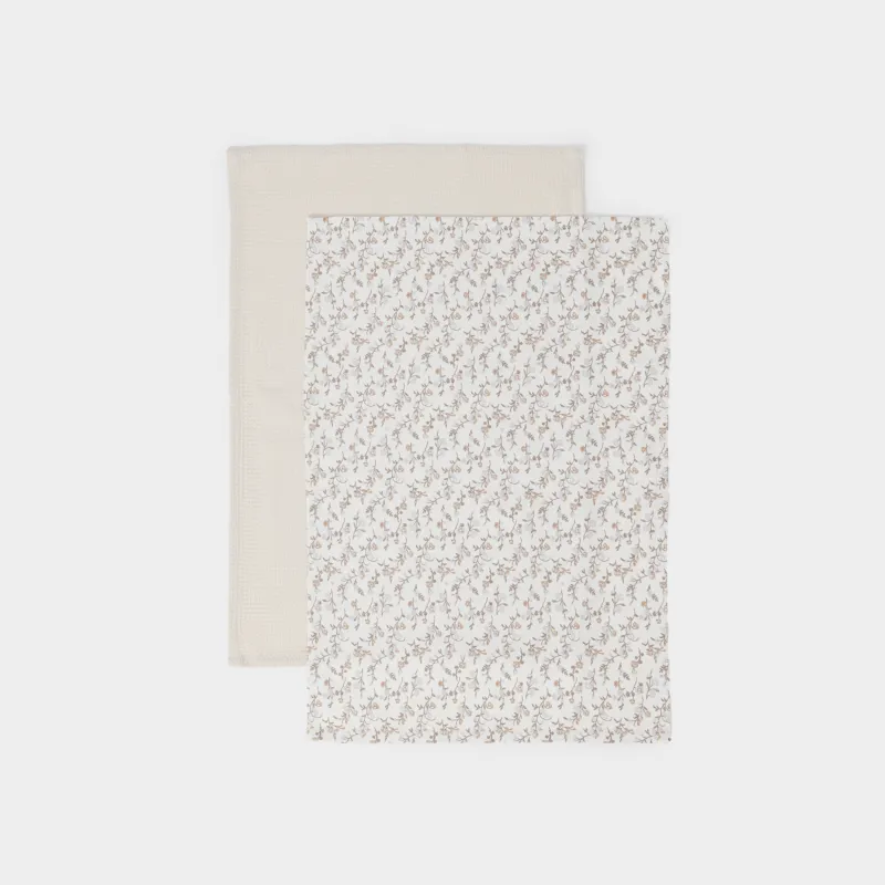 Асүйлік сүлгі, 40х60 см, 2 дана, мақта, сүт түстес/сарғылт-қоңыр, Винтажды гүлдер, La flore