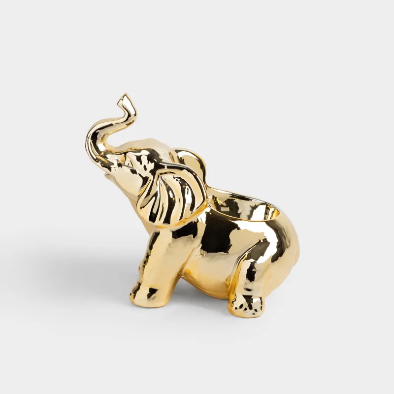 Подставка для бутылки, 23x22 см, фарфор P, золотистая, Слон, Elephant, image-0