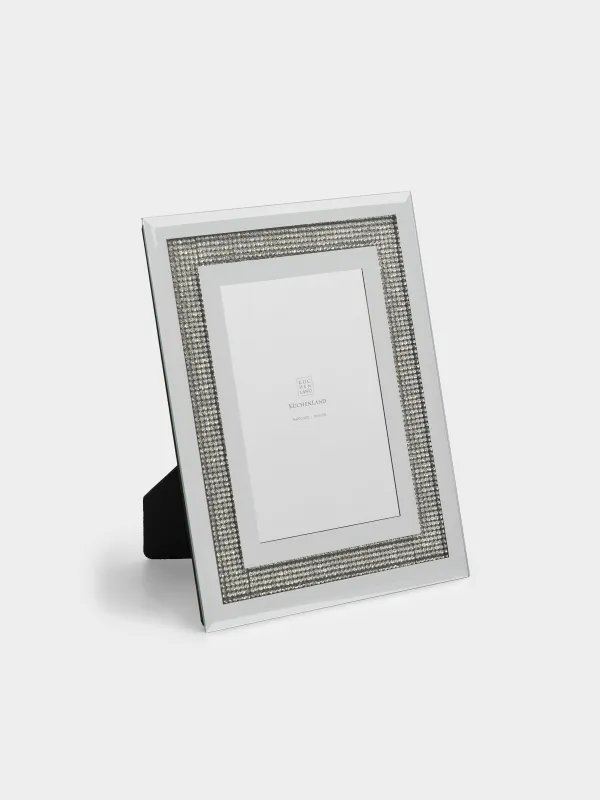 Фото жиектеме, 18х23 см, шыны, айналы, Күміс түсті кристалдар, Glossy crystal, image-0