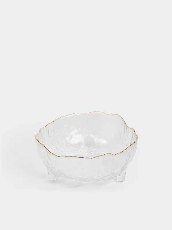 Салат ыдысы, 21х10 см, 1,3 л, аяқты, шыны, алтын жиектері бар, Nautilus gold, image-2