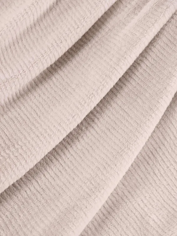 Жамылғы, 130х170 см, қайтымды, жасанды үлбір/фланель, сүт түстес, Жолақтар, Flannel, image-2