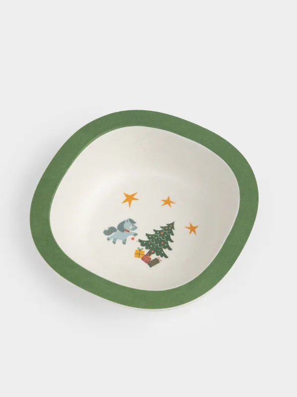 Сорпа тәрелкесі, балаларға арналған, 14х4 см, бамбук, жасыл, Шыршасы бар жылқы, Little horse, image-1