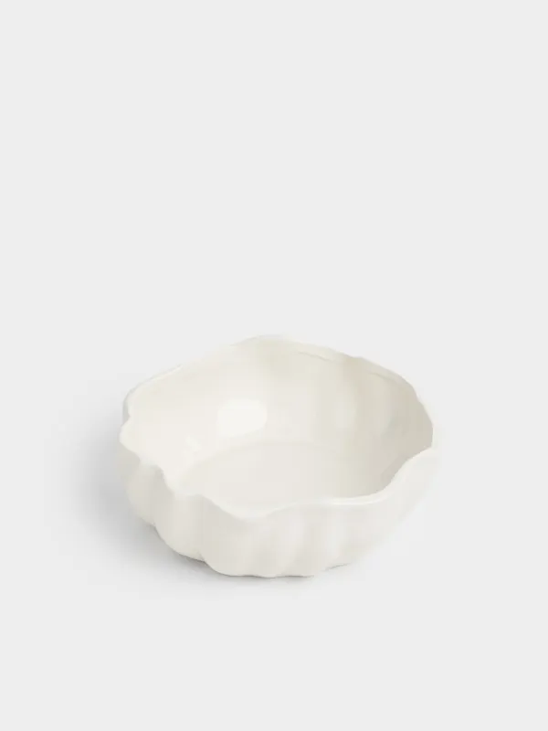 Салатник, 21х8 см, 1,3 л, керамика D, молочный, Волнистый край, Crumple, image-1