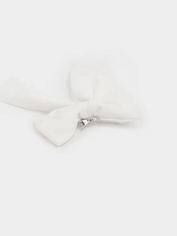 Украшение декоративное, 10х15 см, на клипсе, полиэстер, молочное, Бант, Bow velvet, image-3