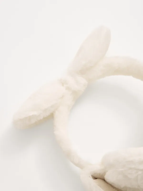 Ободок декоративный, 18х22 см, с поднимающимися ушками, букле, белый, Бант, Rabbit, image-2