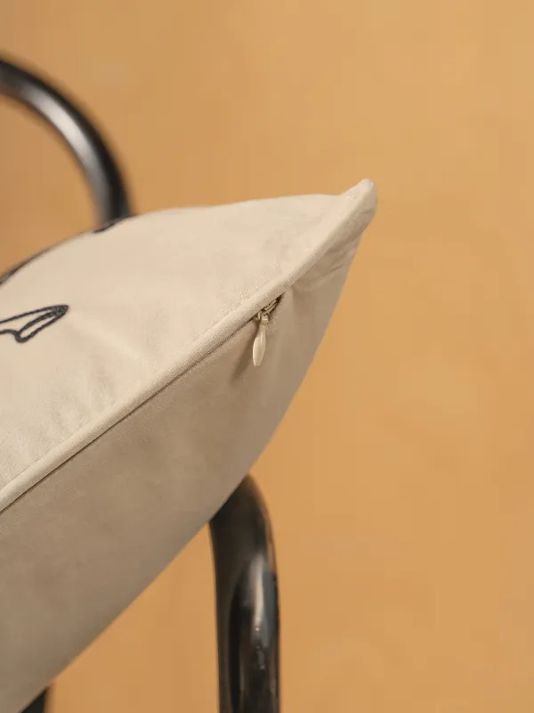 Сәндік жастық, 45х45 см, барқыт, сүтті қара, Жылқылар, Velvet, image-5