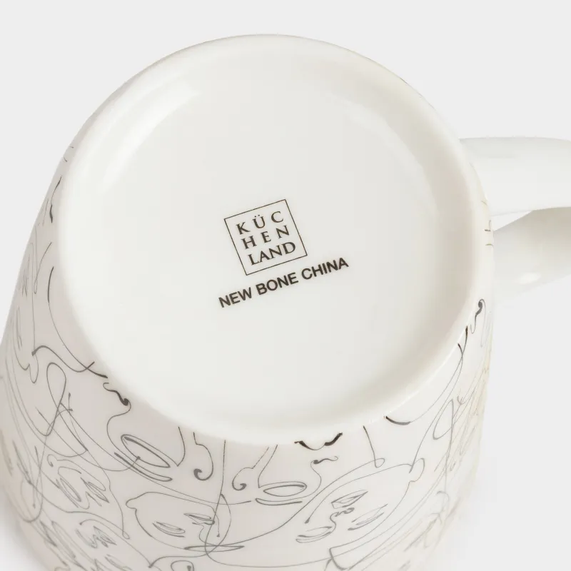 Саптыаяқ, 420 мл, фарфор N, сүт түстес, Абстрактті беттер, Face, image-5