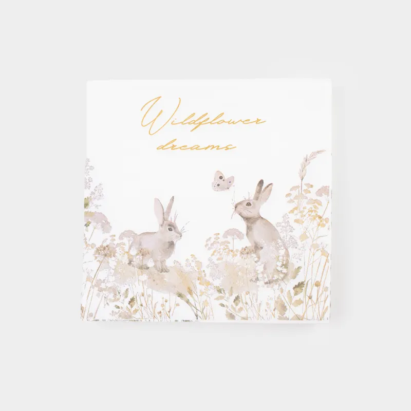 Қағаз майлықтар, 33х33 см, 20 дана, төртбұрышты, ақ, Қояндар мен көбелек, Easter