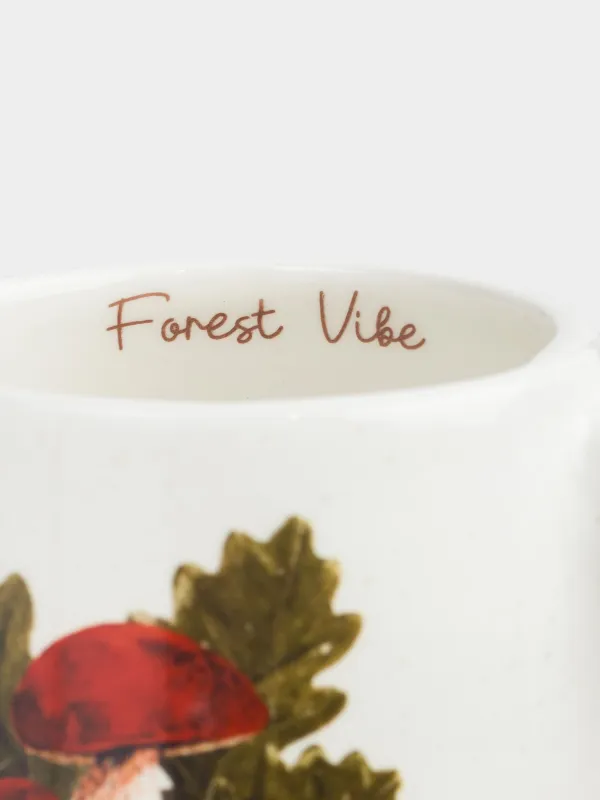 Кружка, 430 мл, керамика D, молочная, в крапинку, Листья и грибы, Fungi, image-1