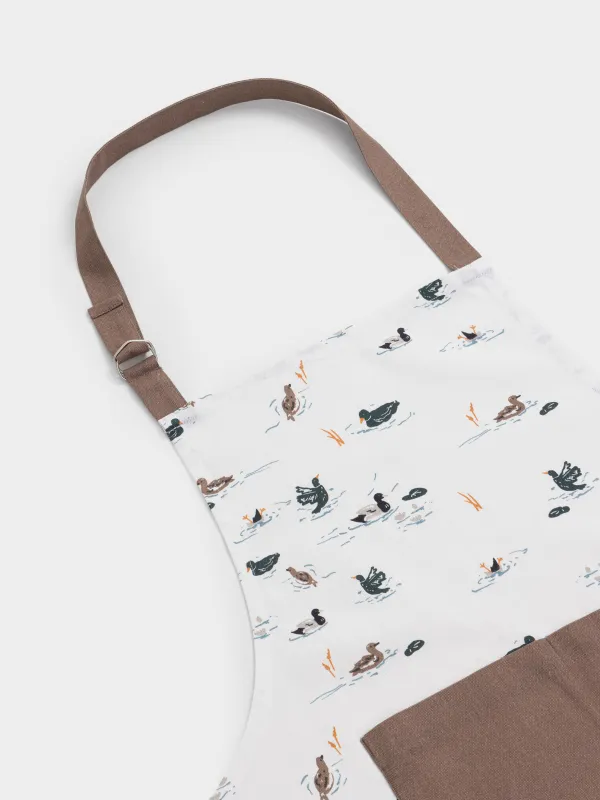 Алжапқыш, 70х85 см, мақта, сүт түстес, Үйректер, Ducks in pond, image-2