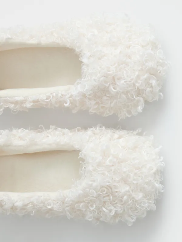 Әйелдерге тәпішкелері, үйге арналған, өлшемі 36-37, жасанды үлбір, сүт түстес, Curled, image-3