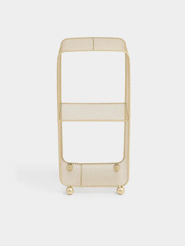 Этажерка, 2-х ярусная, 30х30х64 см, металл, золотистая, Compact gold, image-2