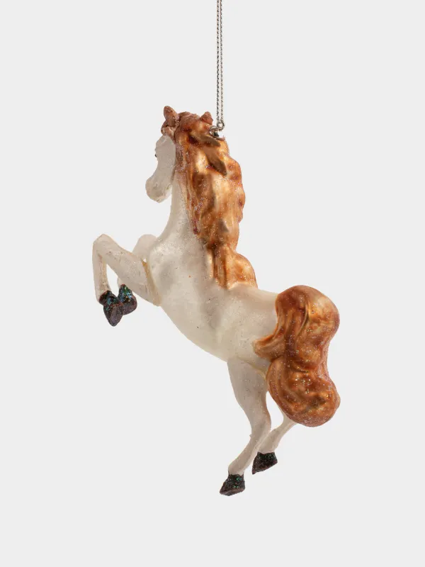 Шырша ойыншығы, 12х10 см, шыны, жылтырақтары бар, қоңыр, Жылқы, Figure horse, image-2