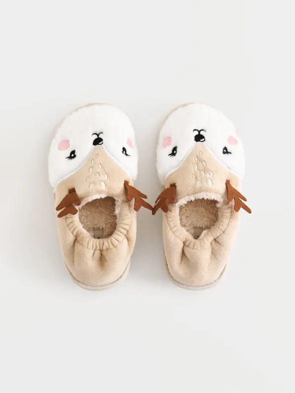 Балалар тәпішкелері, үйге арналған, өлшемі 27, жүн, сарғылт-қоңыр және ақ, Бұғы, Generous, image-1