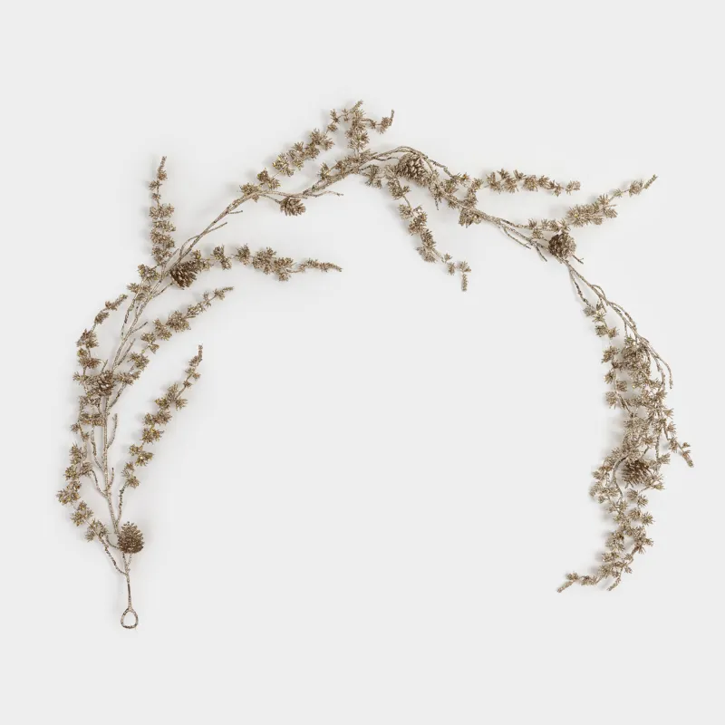 Ветка-гирлянда декоративная, 1,8 м, пластик/металл, Золотистые шишки, Sparkle decor