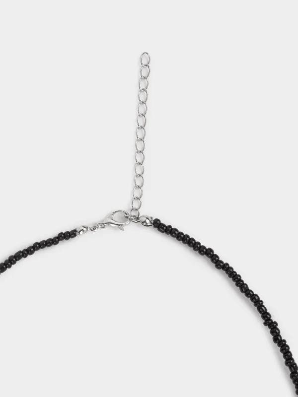 Цепочка, 44 см, с подвеской, стекло/металл, черная, Сердце, Jewelry black, image-2